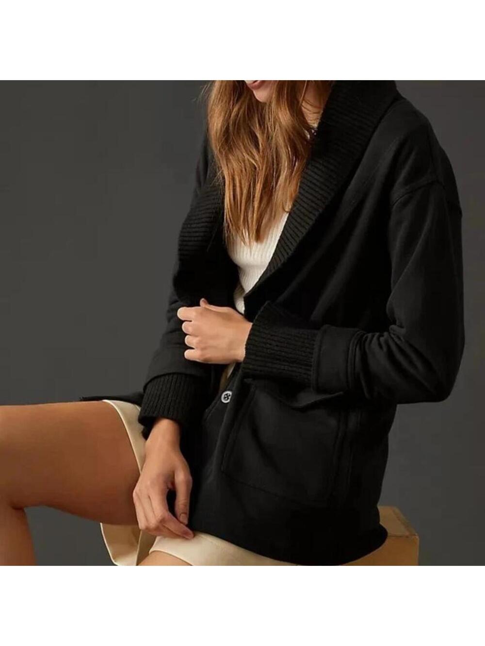 Daily Practice Anthropologie Black Button V-Neck Cardigan Sweater Women’s Small